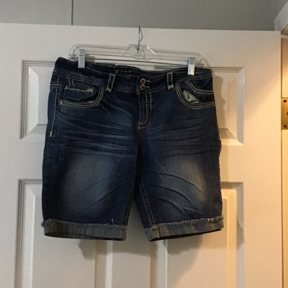 Hydraulic Women’s Dark Blue Distressed Denim Shorts